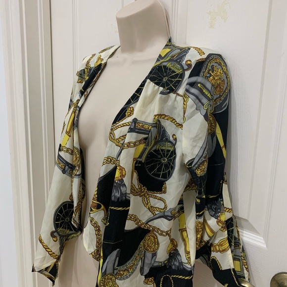 Black yellow gold chain print blazer - Picture 4 of 7